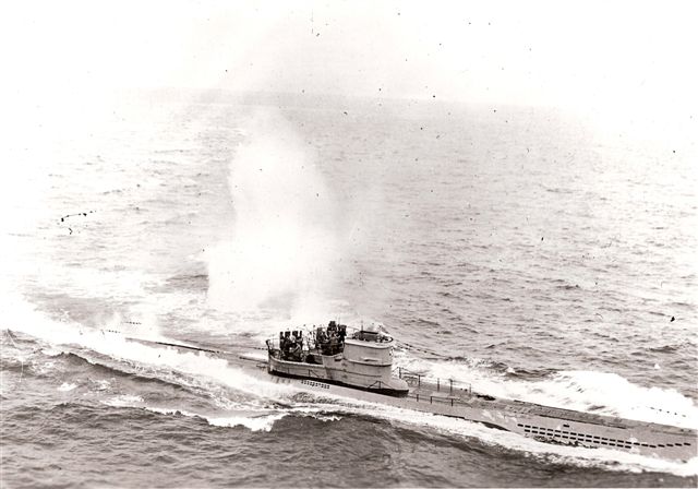 The Nazi submarine U-966 sunk at Estaca de Bares